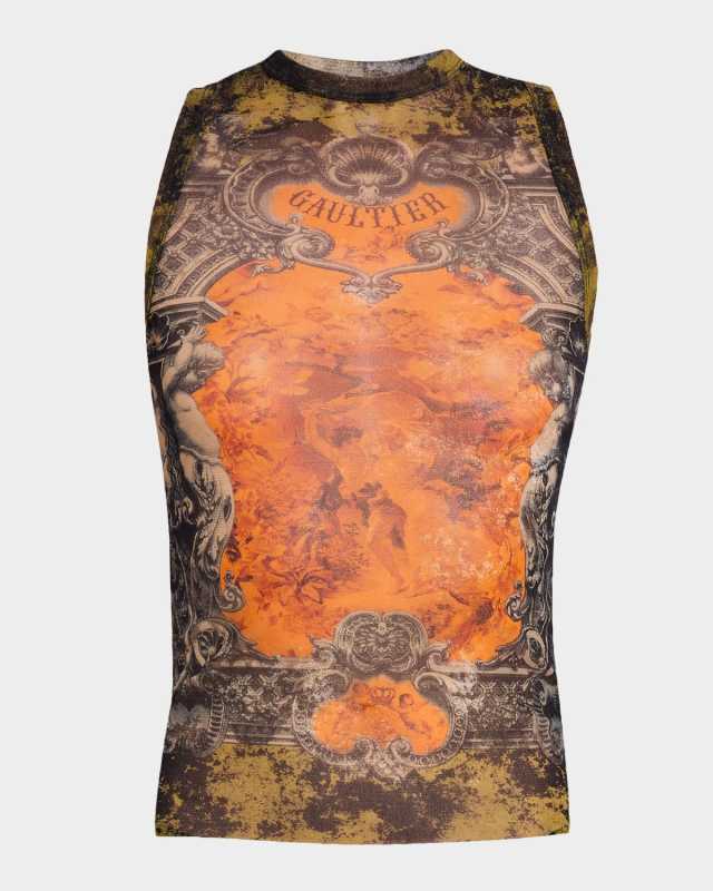 Medallion Printed Mesh Tank Top